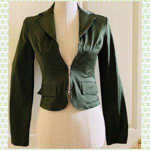 Army Olive Green Satin Jacket Blazer